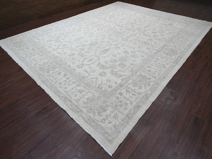 Ivory 11'7" x 14'10" Oushak And Peshawar Hand knotted Wool Rug - Sku: O020179