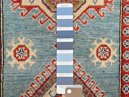 Blue 2'10" x 13'5" Kazak Hand knotted Wool Rug - Sku: O02017