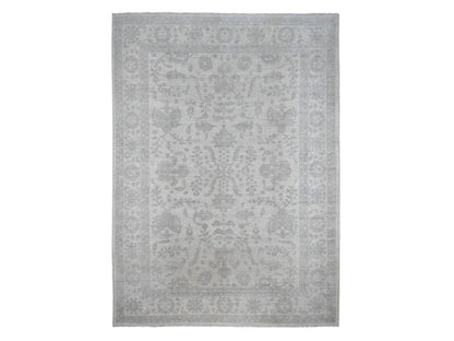 Ivory 9'11" x 13'8" Oushak And Peshawar Hand knotted Wool Rug - Sku: O020185