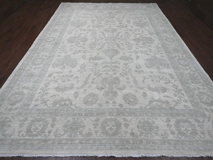Ivory 9'11" x 13'8" Oushak And Peshawar Hand knotted Wool Rug - Sku: O020185