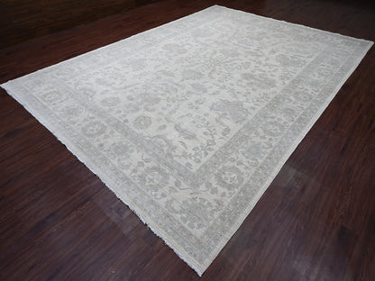 Ivory 9'11" x 13'8" Oushak And Peshawar Hand knotted Wool Rug - Sku: O020185