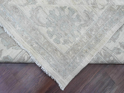 Ivory 9'11" x 13'8" Oushak And Peshawar Hand knotted Wool Rug - Sku: O020185