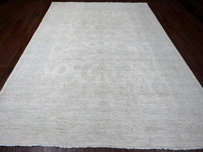 Peshawar Oushak hand-knotted wool rug in Ivory & Light Gray, 8'9" x 11'5" — SKU O020186 (view 2)