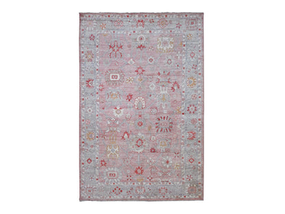 Oushak Oushak hand-knotted wool rug in Pink & Gray, 6' x 9'1" — SKU O020195