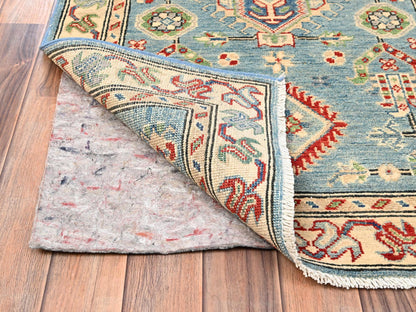 Blue 2'9" x 12'9" Kazak Hand knotted Wool Rug - Sku: O02019