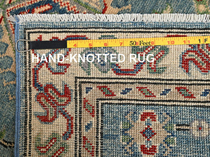 Blue 2'9" x 12'9" Kazak Hand knotted Wool Rug - Sku: O02019
