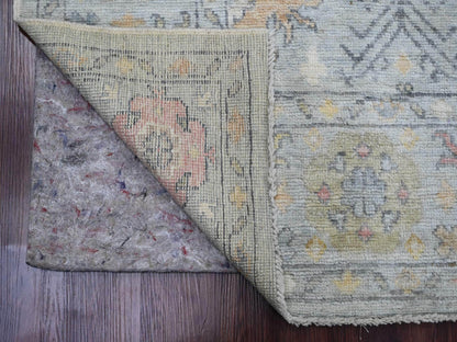 Grey 6'0" x 6'1" Oushak And Peshawar Hand knotted Wool Rug - Sku: O020202