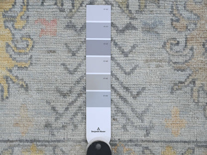 Grey 6'0" x 6'1" Oushak And Peshawar Hand knotted Wool Rug - Sku: O020202