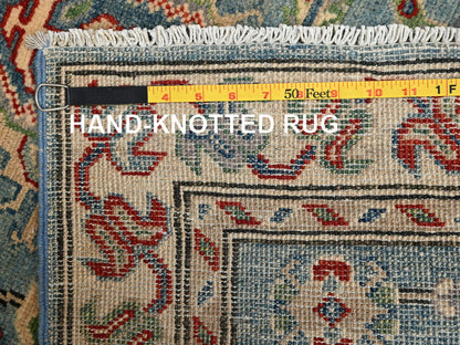 Blue 2'9" x 12'9" Kazak Hand knotted Wool Rug - Sku: O02020
