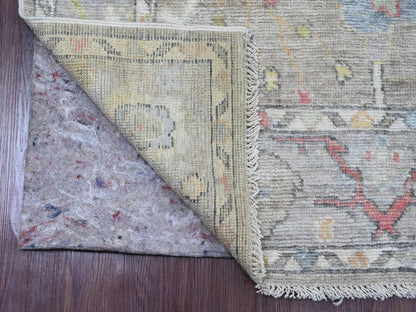 Grey 3'10" x 12'1" Oushak And Peshawar Hand knotted Wool Rug - Sku: O020211