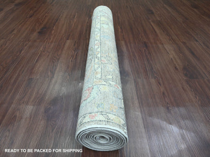 Oushak Oushak hand-knotted wool runner in Gray, 3'10" x 12'1" — SKU O020211 (view 4)