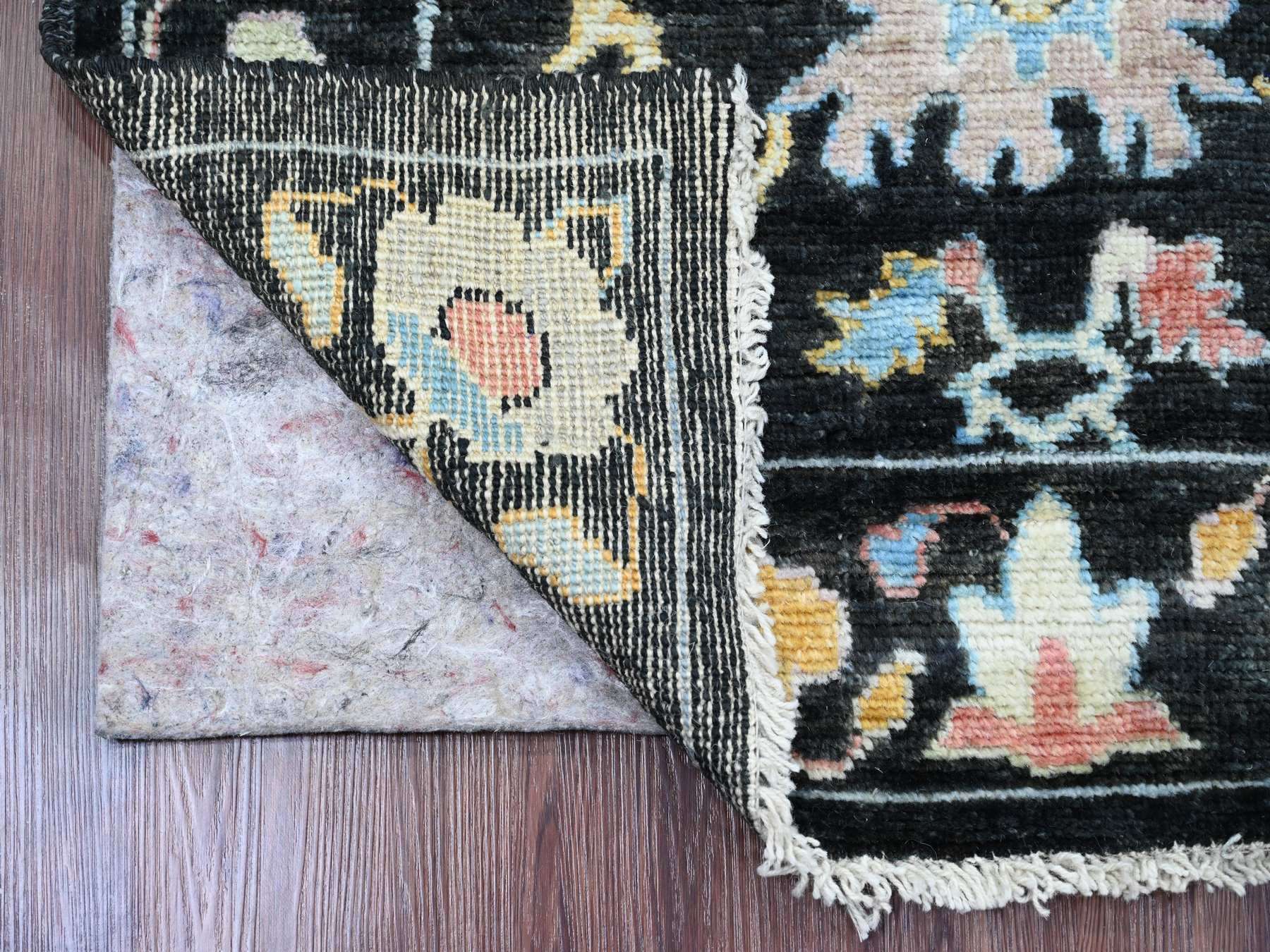Black 3'0" x 9'9" Oushak / Peshawar Hand knotted Wool Rug - Sku: O020220