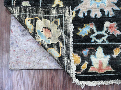 Black 3'0" x 9'9" Oushak And Peshawar Hand knotted Wool Rug - Sku: O020220