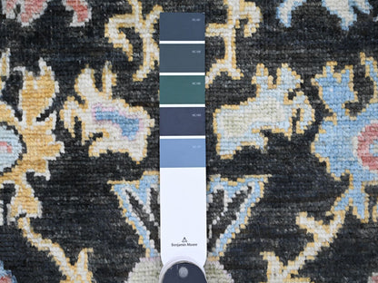Black 3'0" x 9'9" Oushak And Peshawar Hand knotted Wool Rug - Sku: O020220
