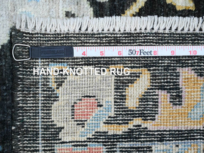 Black 3'0" x 9'9" Oushak And Peshawar Hand knotted Wool Rug - Sku: O020220