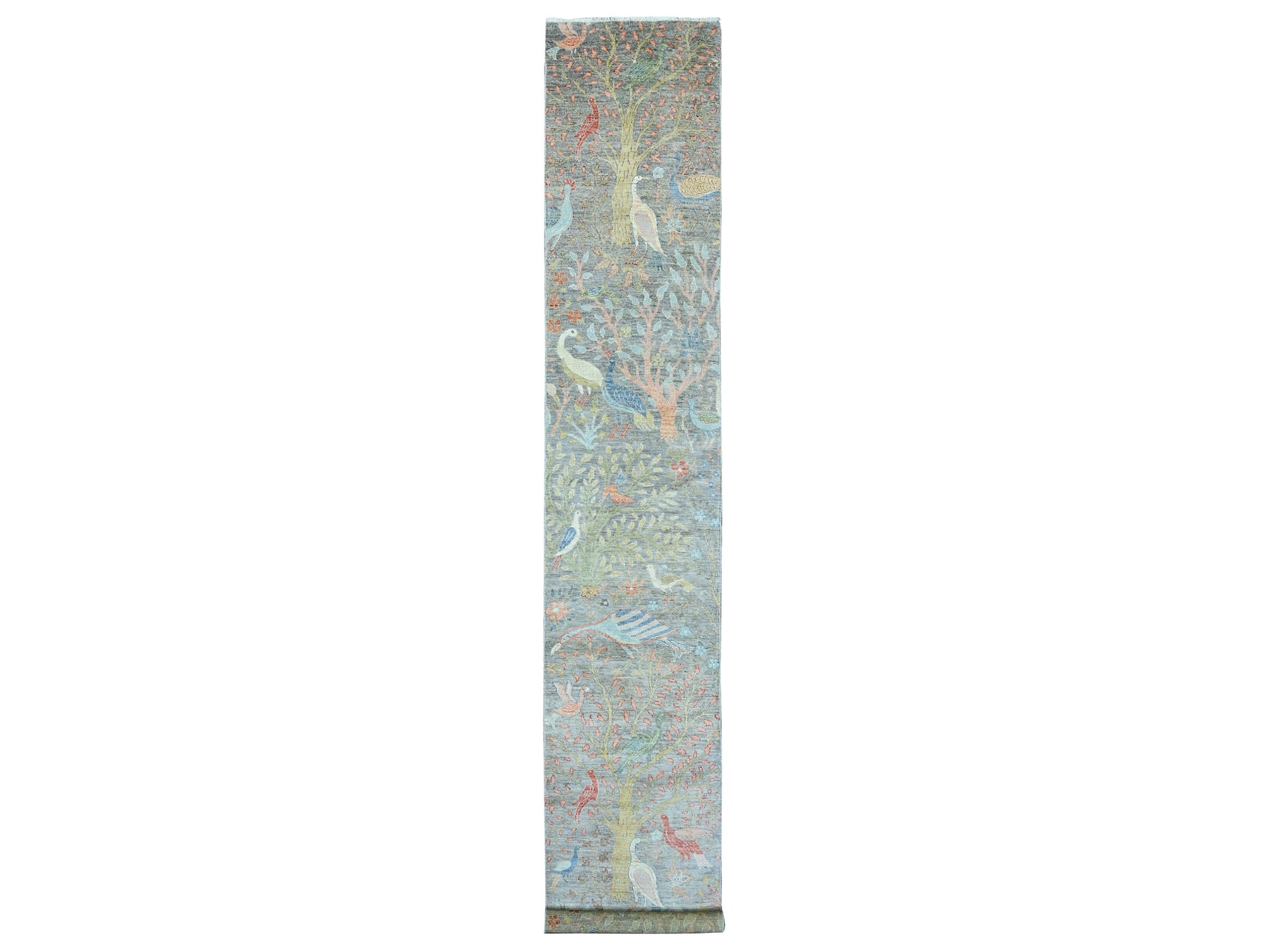 Peshawar Oushak hand-knotted wool runner in Gray, 2'6" x 15'7" — SKU O020226