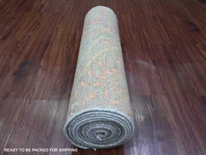Peshawar Oushak hand-knotted wool runner in Gray, 2'6" x 15'7" — SKU O020226 (view 4)