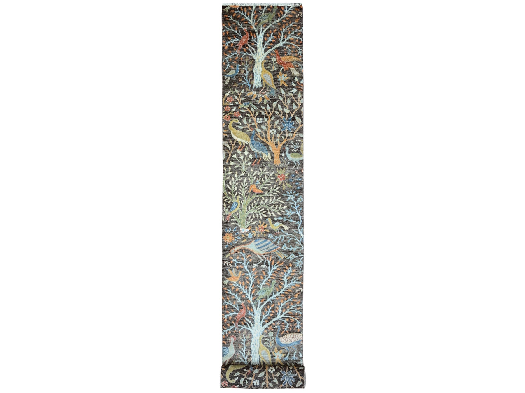 Peshawar Oushak hand-knotted wool runner in Gray, 2'7" x 23'7" — SKU O020229