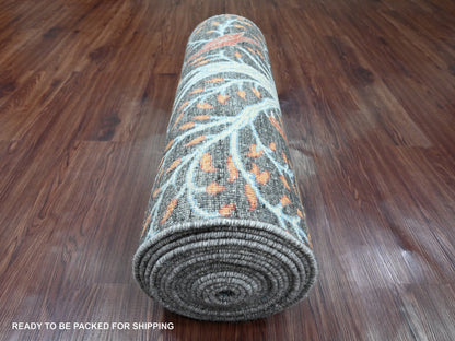 Peshawar Oushak hand-knotted wool runner in Gray, 2'7" x 23'7" — SKU O020229 (view 4)