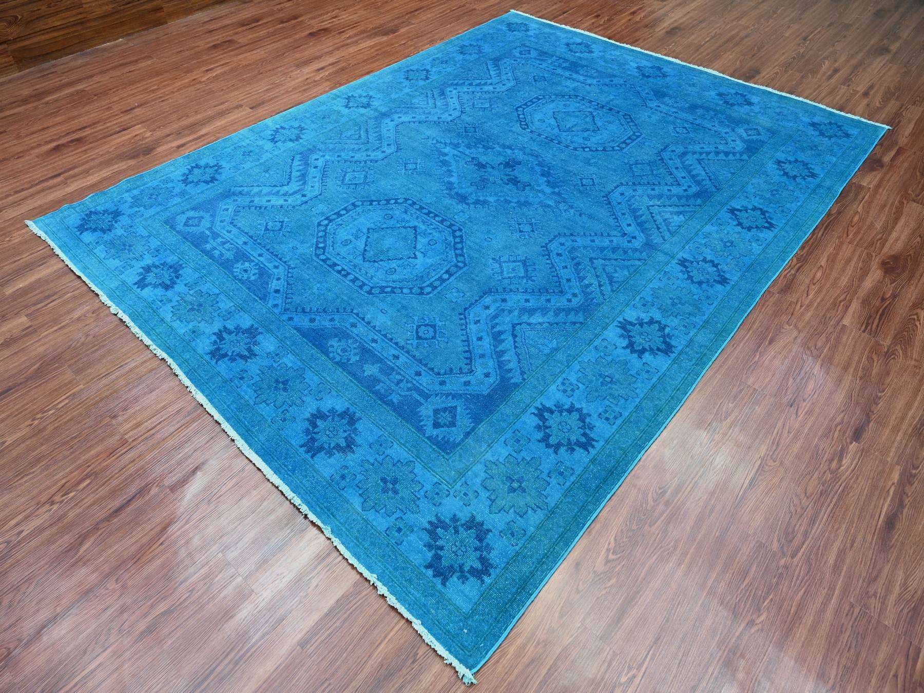 Kazak Kazak hand-knotted wool rug in Overdyed & Blue, 7'8" x 10'1" — SKU O020247 (view 3)