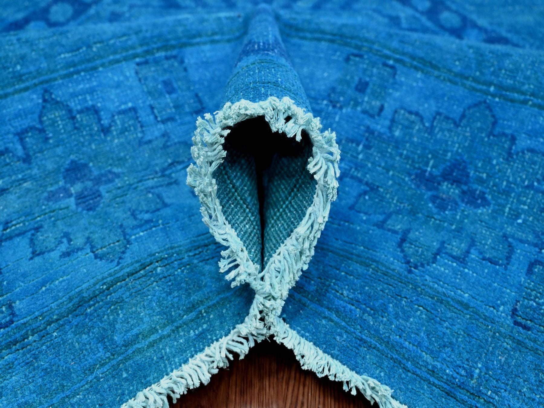 Kazak Kazak hand-knotted wool rug in Overdyed & Blue, 7'8" x 10'1" — SKU O020247 (view 5)