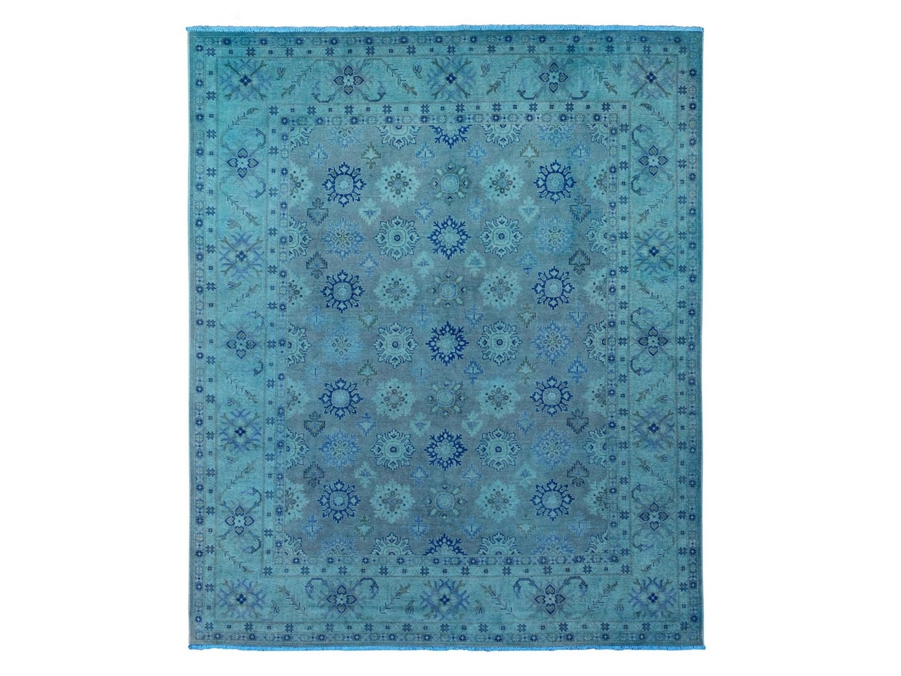 Kazak Kazak hand-knotted wool rug in Overdyed & Blue, 7'11" x 9'8" — SKU O020249