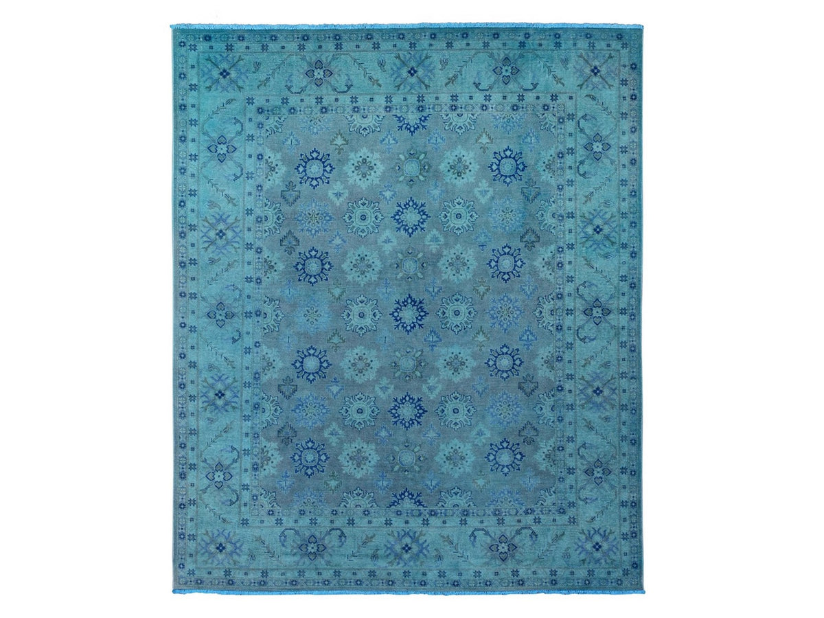 Kazak Kazak hand-knotted wool rug in Overdyed & Blue, 7'11" x 9'8" — SKU O020249