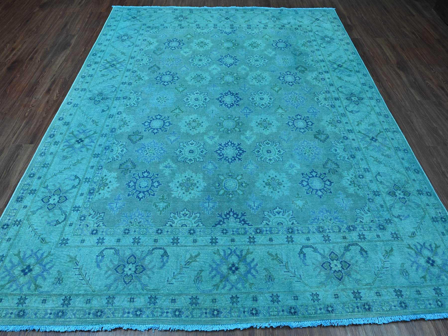 Kazak Kazak hand-knotted wool rug in Overdyed & Blue, 7'11" x 9'8" — SKU O020249 (view 2)