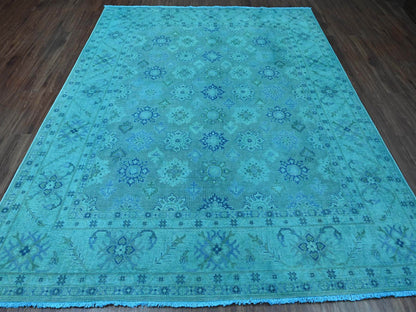 Kazak Kazak hand-knotted wool rug in Overdyed & Blue, 7'11" x 9'8" — SKU O020249 (view 2)