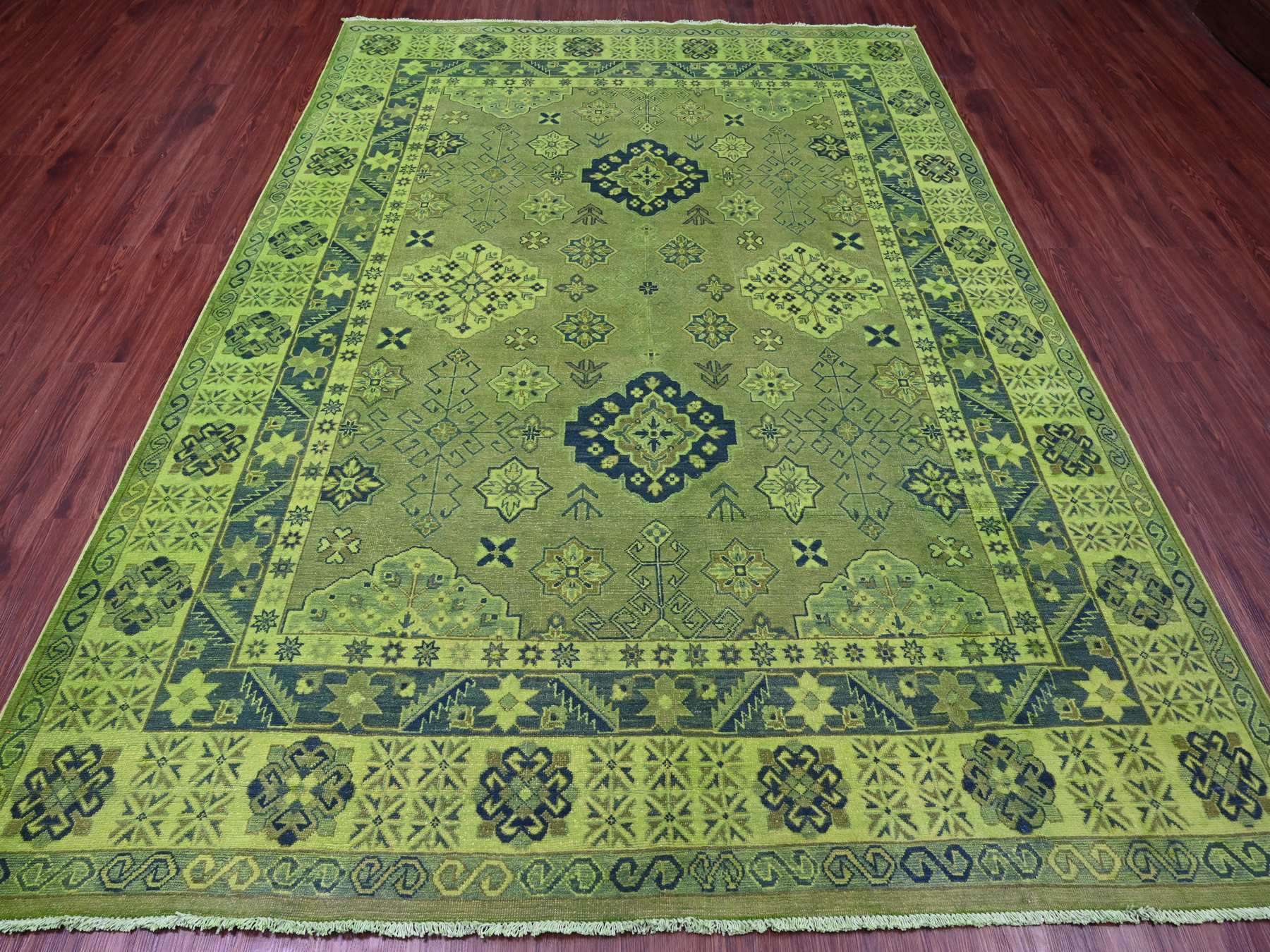 Kazak Kazak hand-knotted wool rug in Overdyed & Green, 7'5" x 10' — SKU O020250 (view 2)