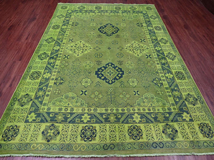 Kazak Kazak hand-knotted wool rug in Overdyed & Green, 7'5" x 10' — SKU O020250 (view 2)