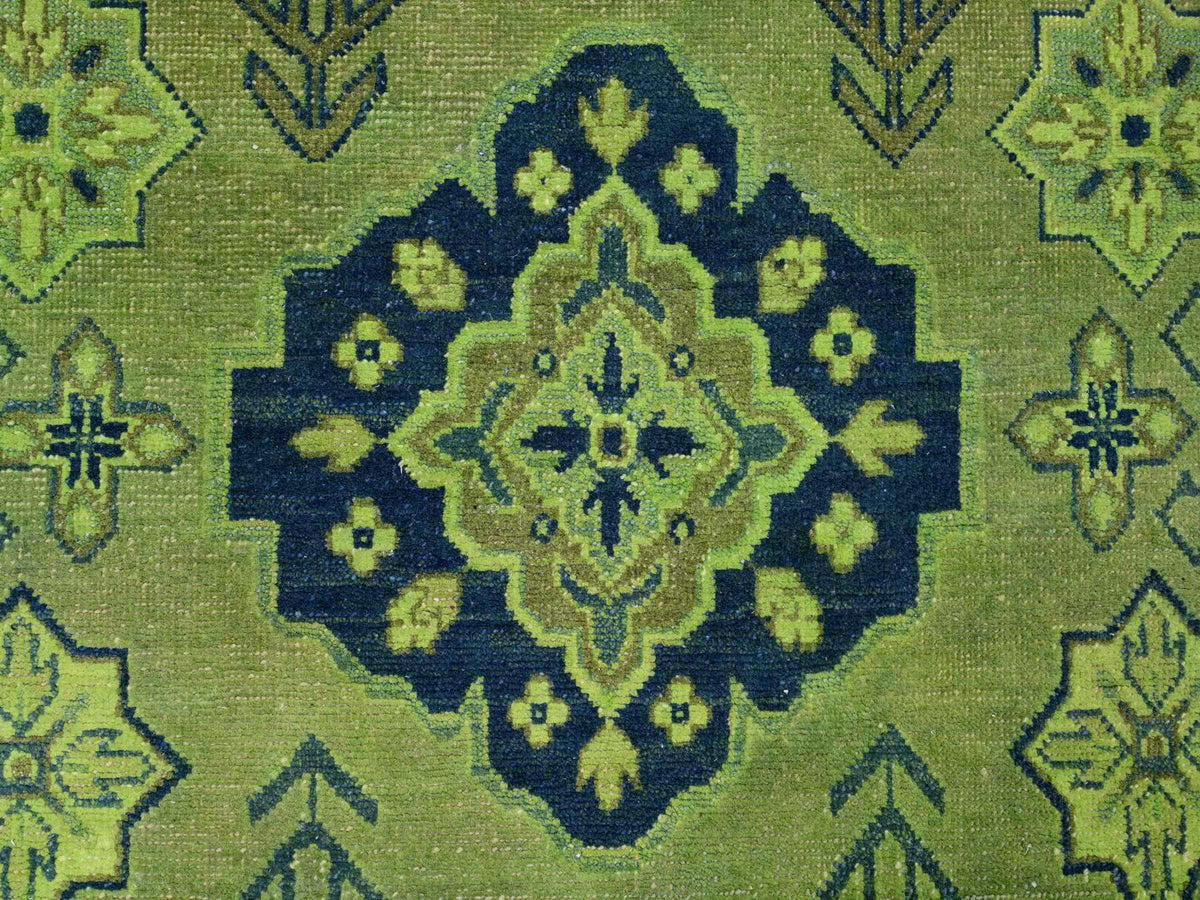 Kazak Kazak hand-knotted wool rug in Overdyed & Green, 7'5" x 10' — SKU O020250 (view 8)