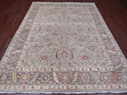 Brown 8'0" x 9'9" Oushak / Peshawar Hand knotted Wool Rug - Sku: O020253