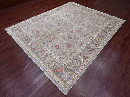 Brown 8'0" x 9'9" Oushak / Peshawar Hand knotted Wool Rug - Sku: O020253