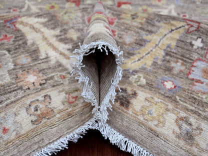 Brown 8'0" x 9'9" Oushak / Peshawar Hand knotted Wool Rug - Sku: O020253