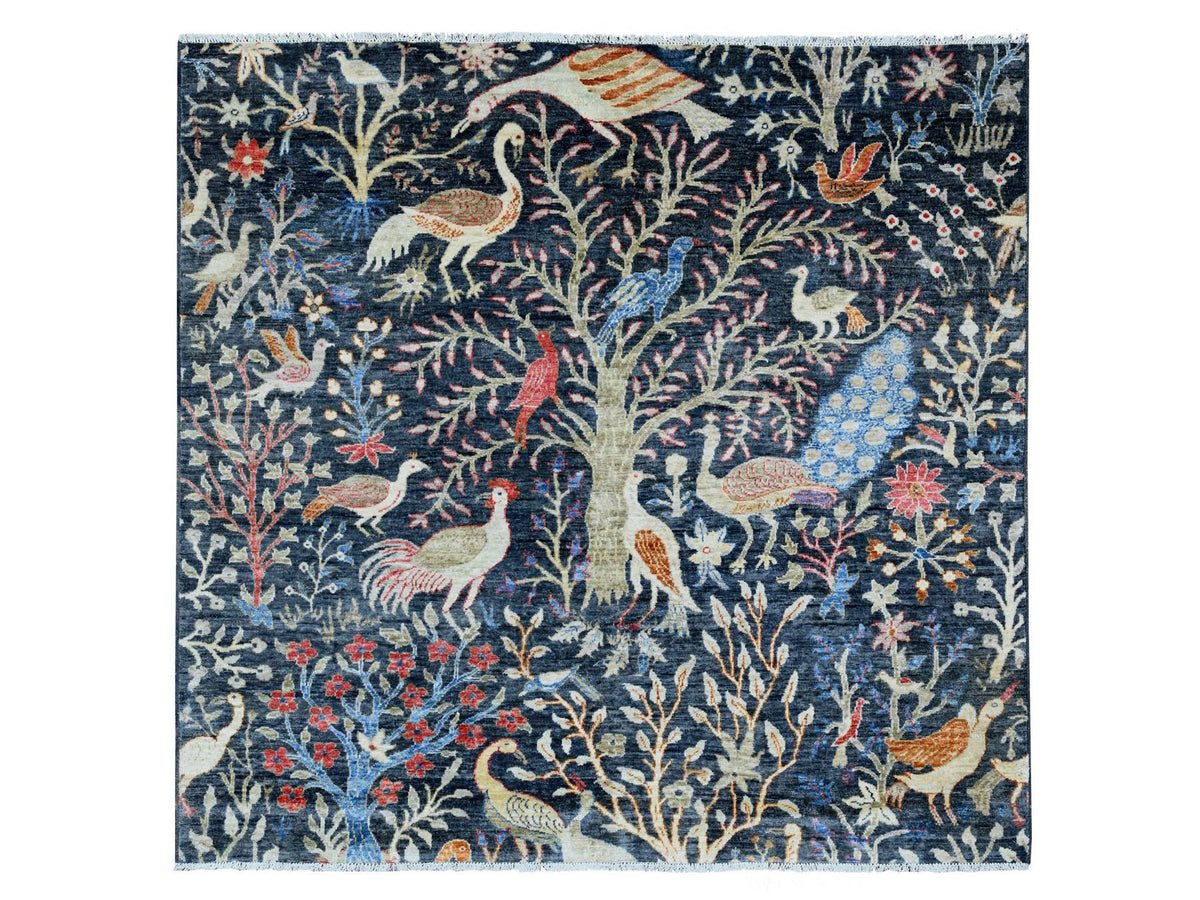 Peshawar Oushak hand-knotted wool rug in Blue, 5'10" x 6' — SKU O020255