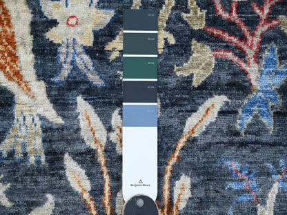 Blue 5'10" x 6'0" Oushak And Peshawar Hand knotted Wool Rug - Sku: O020255