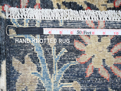 Blue 5'10" x 6'0" Oushak And Peshawar Hand knotted Wool Rug - Sku: O020255