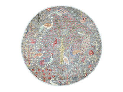 Peshawar Oushak hand-knotted wool rug in Gray, 5'6" x 5'8" — SKU O020257