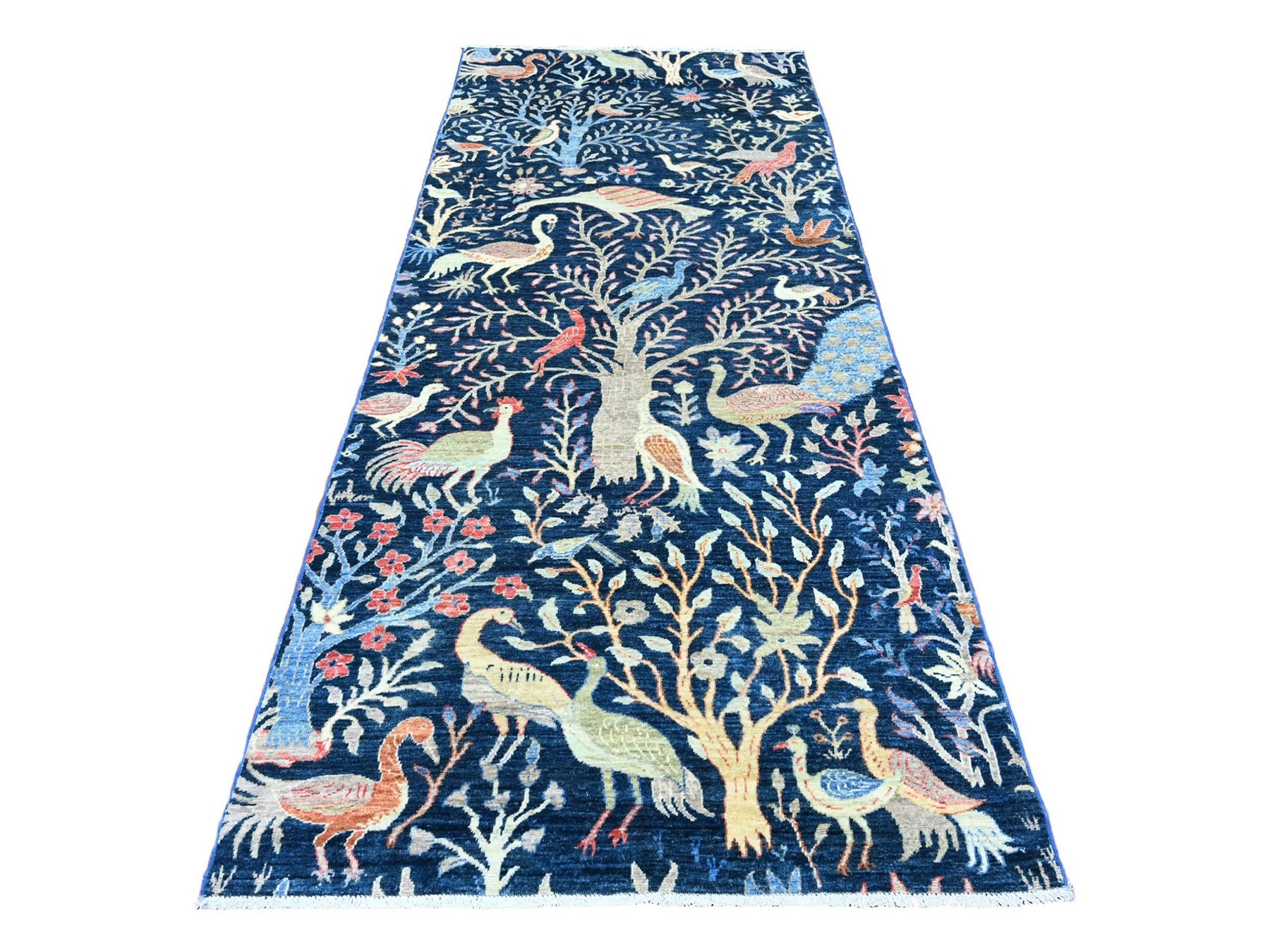 Blue 4'1" x 9'9" Oushak And Peshawar Hand knotted Wool Rug - Sku: O020259