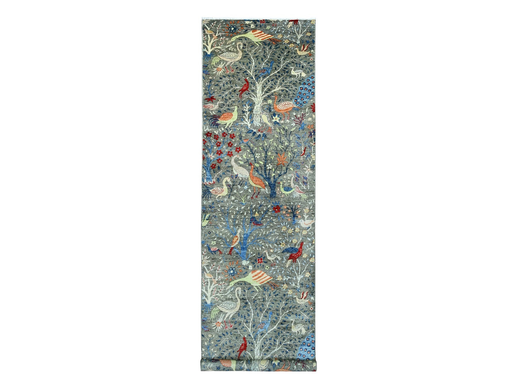 Peshawar Oushak hand-knotted wool runner in Gray, 3'11" x 16'4" — SKU O020261