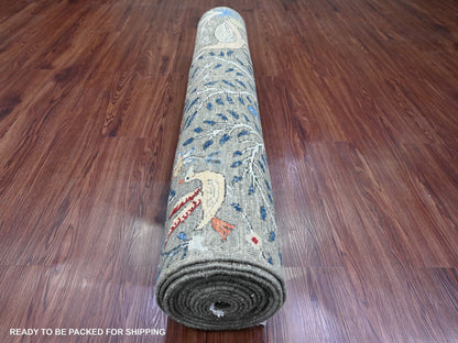 Peshawar Oushak hand-knotted wool runner in Gray, 3'11" x 16'4" — SKU O020261 (view 4)