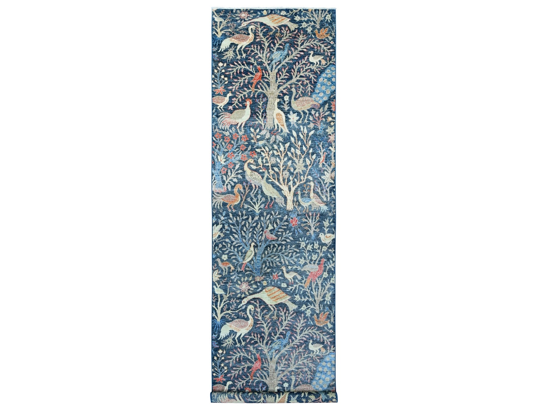 Blue 3'11" x 15'8" Oushak And Peshawar Hand knotted Wool Rug - Sku: O020263