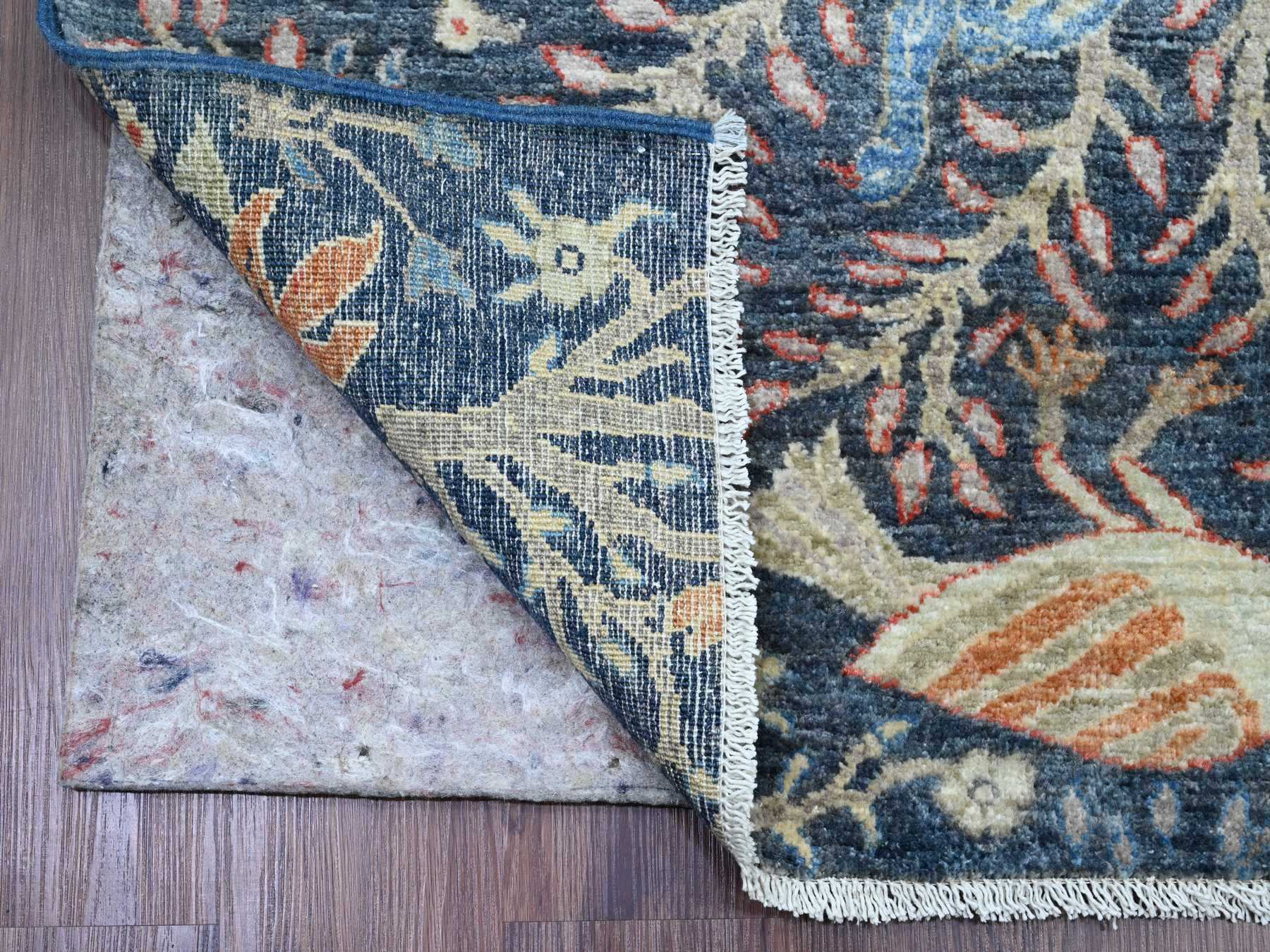 Blue 3'11" x 15'8" Oushak And Peshawar Hand knotted Wool Rug - Sku: O020263