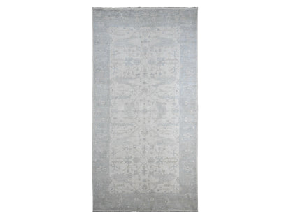 Ivory 8'10" x 17'4" Oushak And Peshawar Hand knotted Wool Rug - Sku: O020264