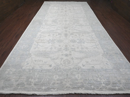 Ivory 8'10" x 17'4" Oushak And Peshawar Hand knotted Wool Rug - Sku: O020264