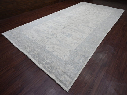 Ivory 8'10" x 17'4" Oushak And Peshawar Hand knotted Wool Rug - Sku: O020264
