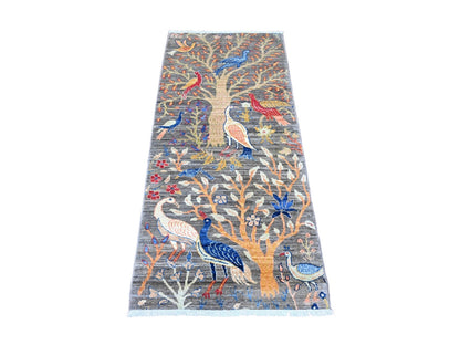 Peshawar Oushak hand-knotted wool runner in Gray, 2'8" x 5'8" — SKU O020267