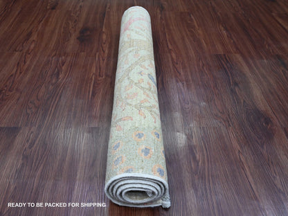 Green 2'11" x 4'8" Oushak / Peshawar Hand knotted Wool Rug - Sku: O020268