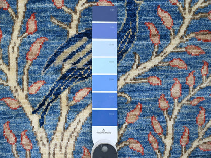 Blue 3'1" x 19'4" Oushak And Peshawar Hand knotted Wool Rug - Sku: O020269